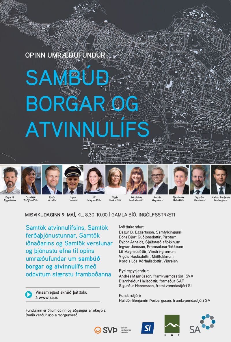Atvinnulífið boðar oddvita sjö framboða á kosningafund