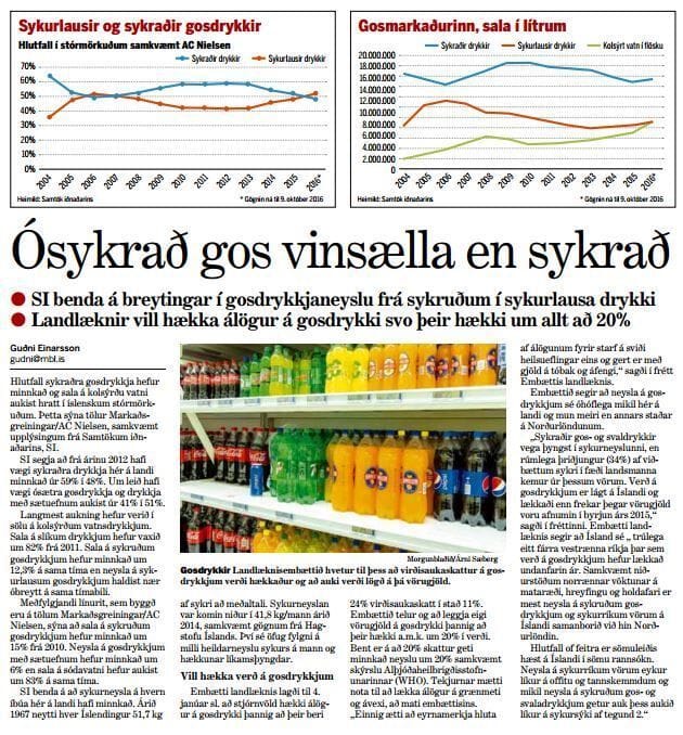 Hlutfall sykraðra gosdrykkja að minnka