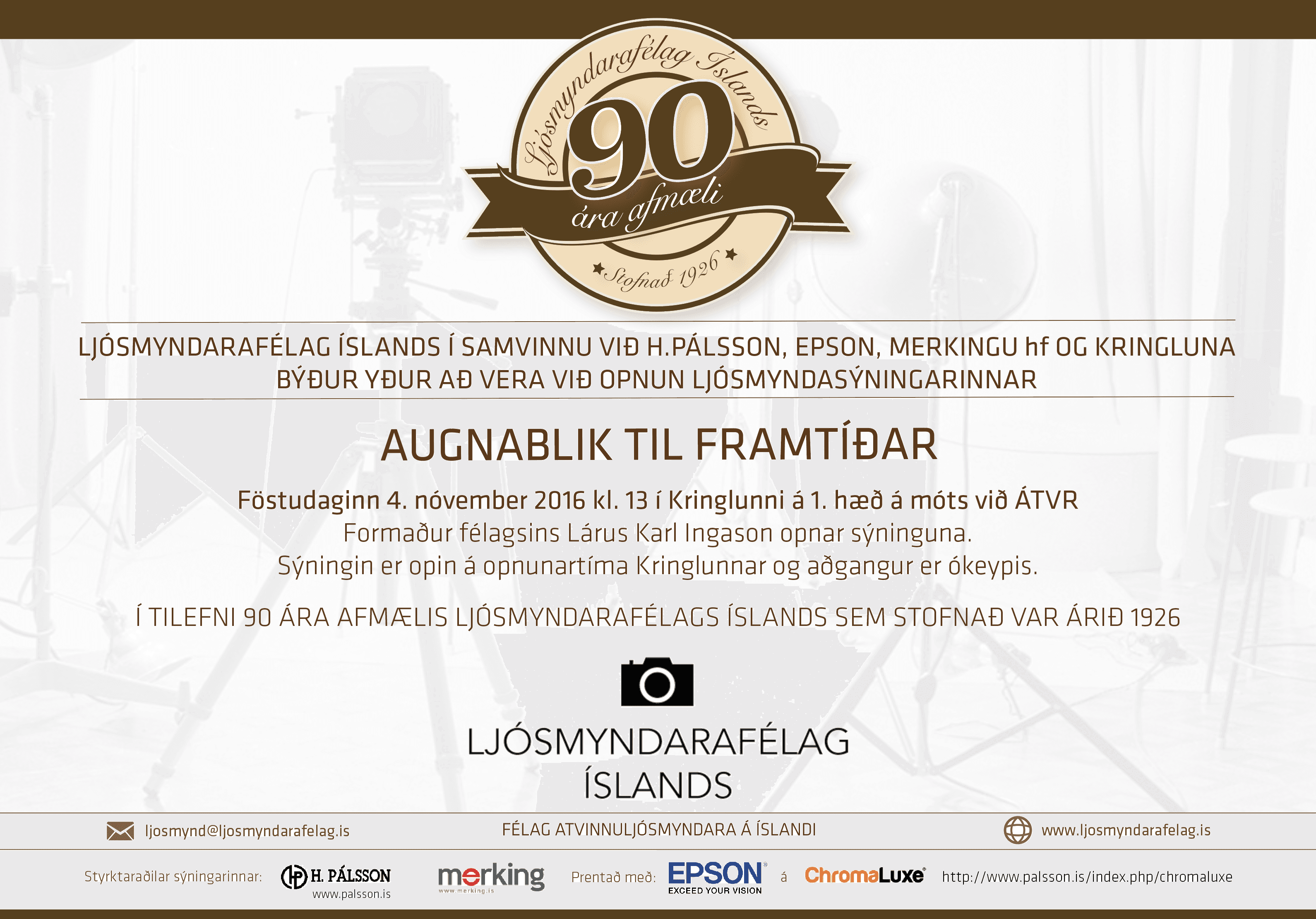 Ljósmyndarafélag Íslands með sýningu í tilefni 90 ára afmælis