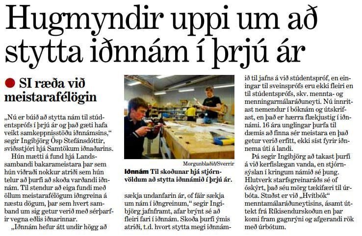 Til skoðunar að stytta iðnnám í þrjú ár