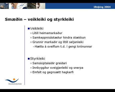 Bjarni Ármannsson - Smæðin, veikleiki og styrkleiki