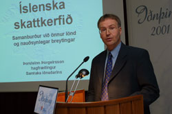 Þorsteinn Þorgeirsson, hagfræðingur Samtaka iðnaðarins á Iðnþingi 2001