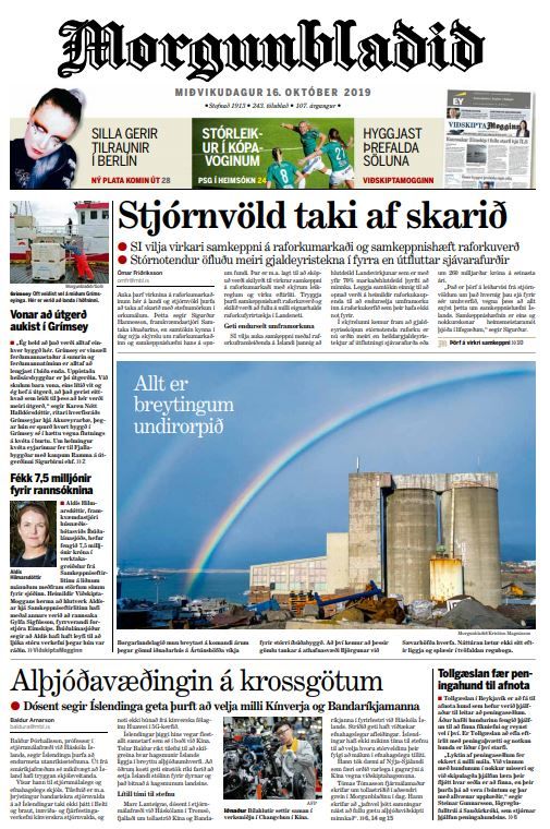 Morgunbladid-forsida-16-10-2019